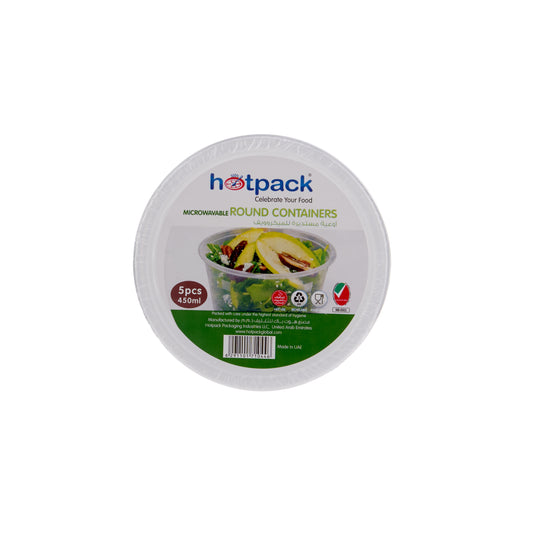 100 Pieces Round Microwavable Container 450 ML Base with Lid