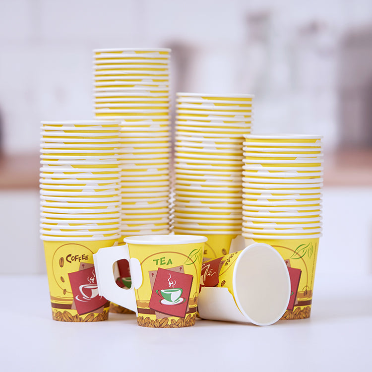 7 Oz Printed Single Wall Paper Cups with Handle