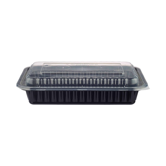 Black Base Rectangular Container 28 Oz With Lids