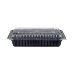 Black Base Rectangular Container 28 Oz With Lids