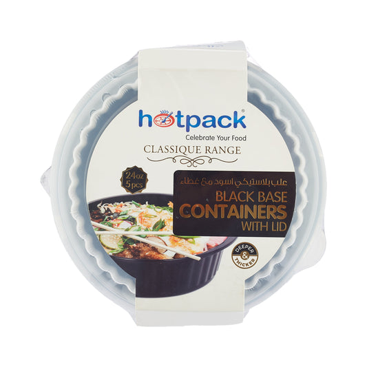 Black Base Round Ribbed Container With Lids