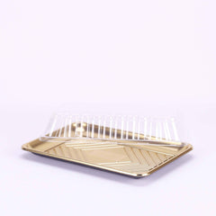 1 Set Gold Base Rectangle Cake Container With Lid