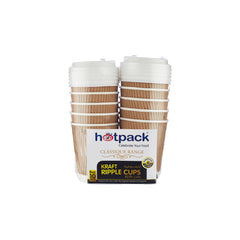 8 Oz Kraft Ripple Paper Cup With Lid 10 Pieces - Hotpack UAE