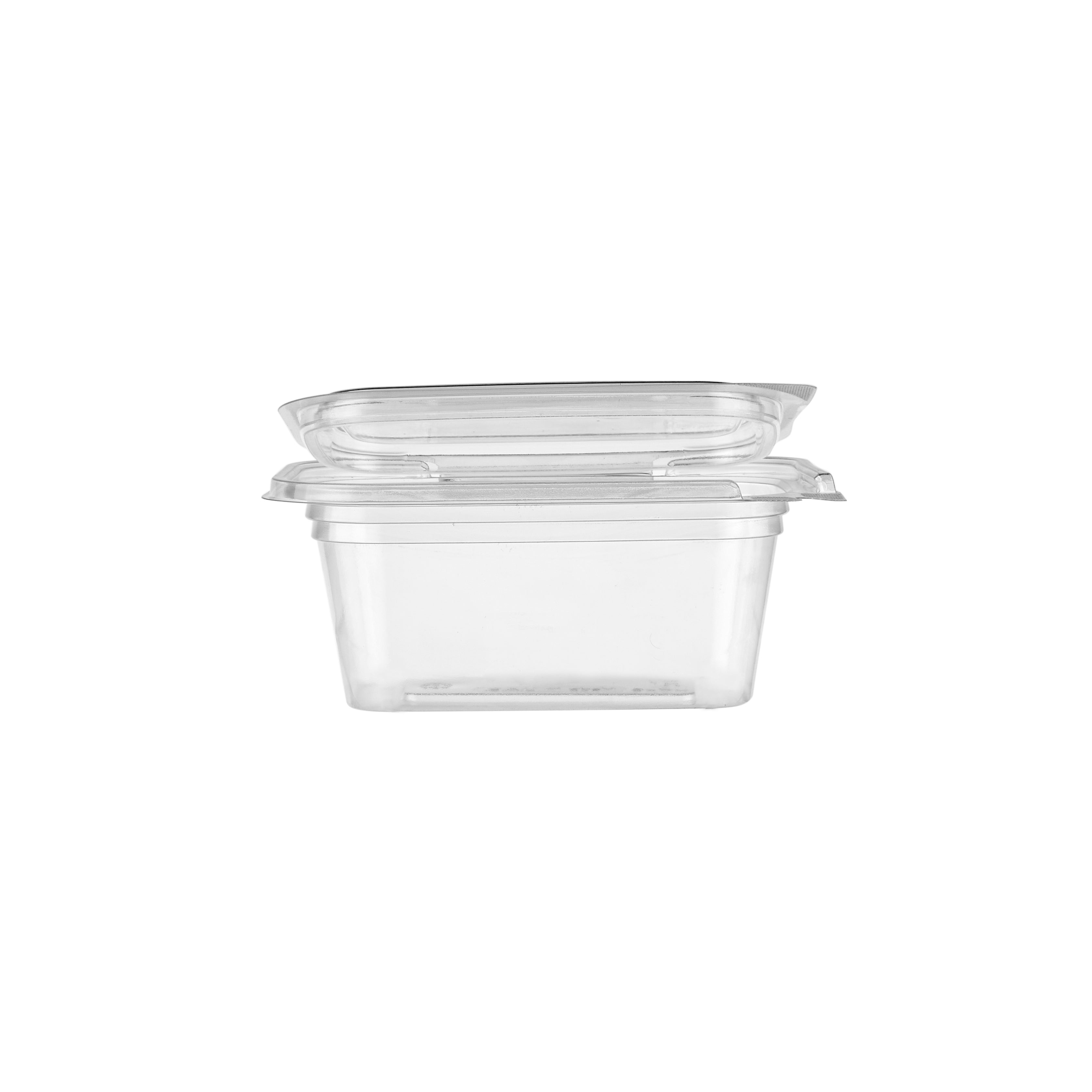 200 Pieces Hinged Square Deli Clear Pet Container 16oz