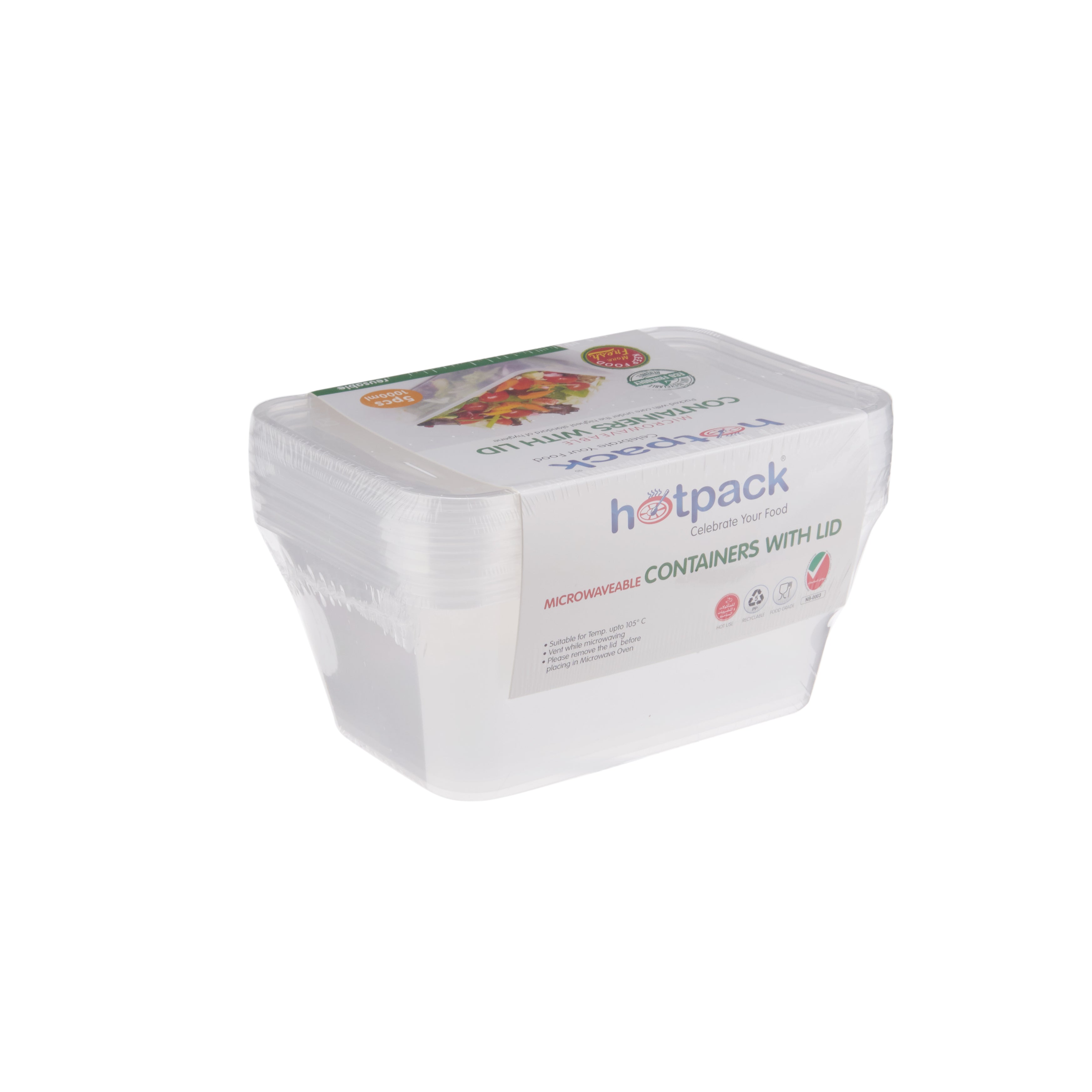 Microwave Container 1000 ML With Lid 5 X 20 PACKETS