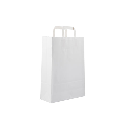 Paper Bag White Flat Handle 26X10X36 Cm