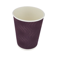 500 Pieces Dark Brown Zig- Zag Ripple Paper Cups 12 Oz