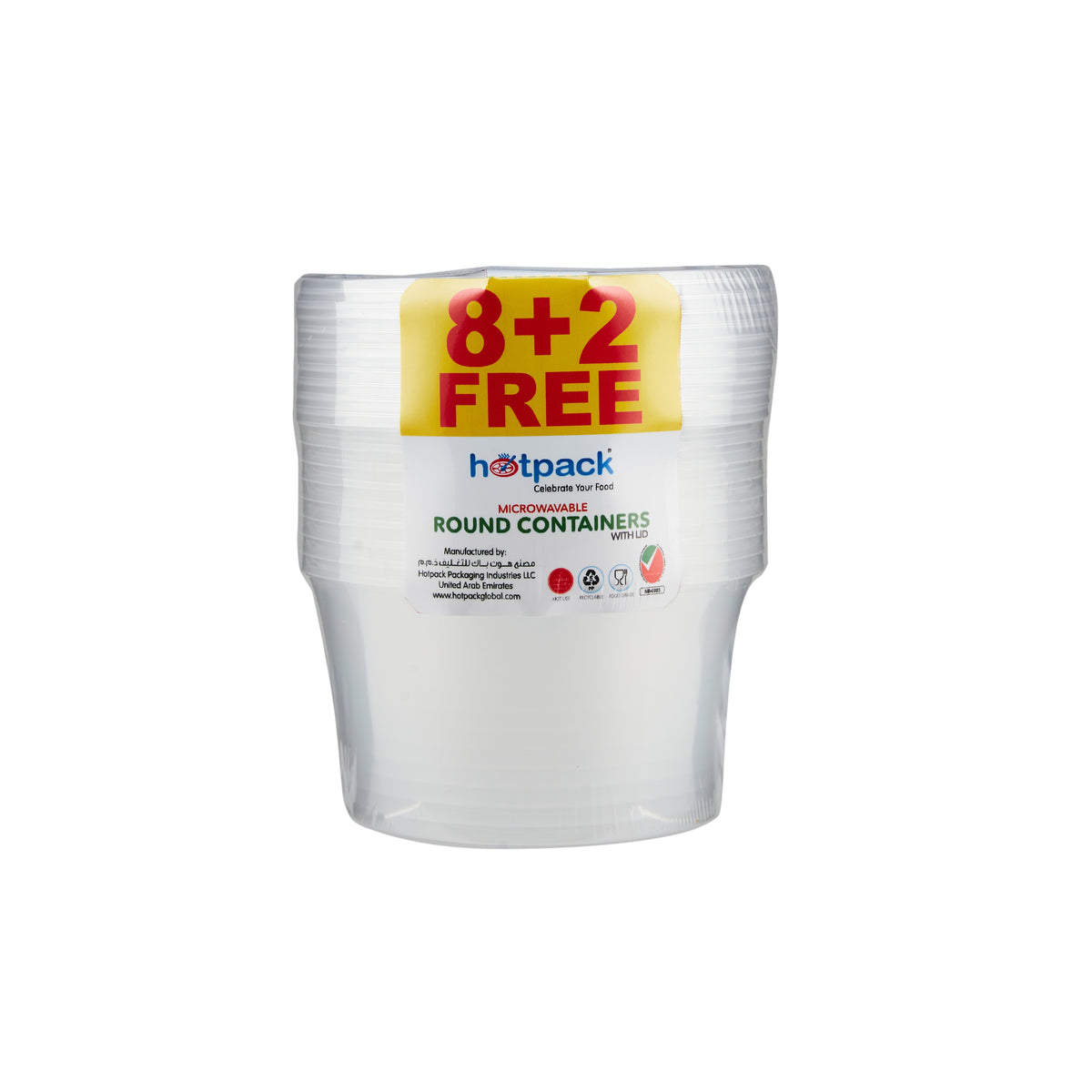 Clear Microwavable Round Container 450ML+LID 8+2 FREE