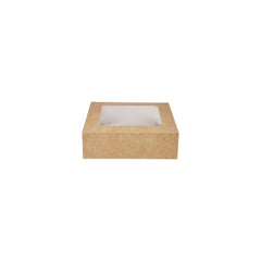 250 Pieces Kraft Square Salad Box with Window 160 x 160 mm