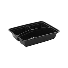 Black Base Rectangular 3 Compartment Microwavable Container