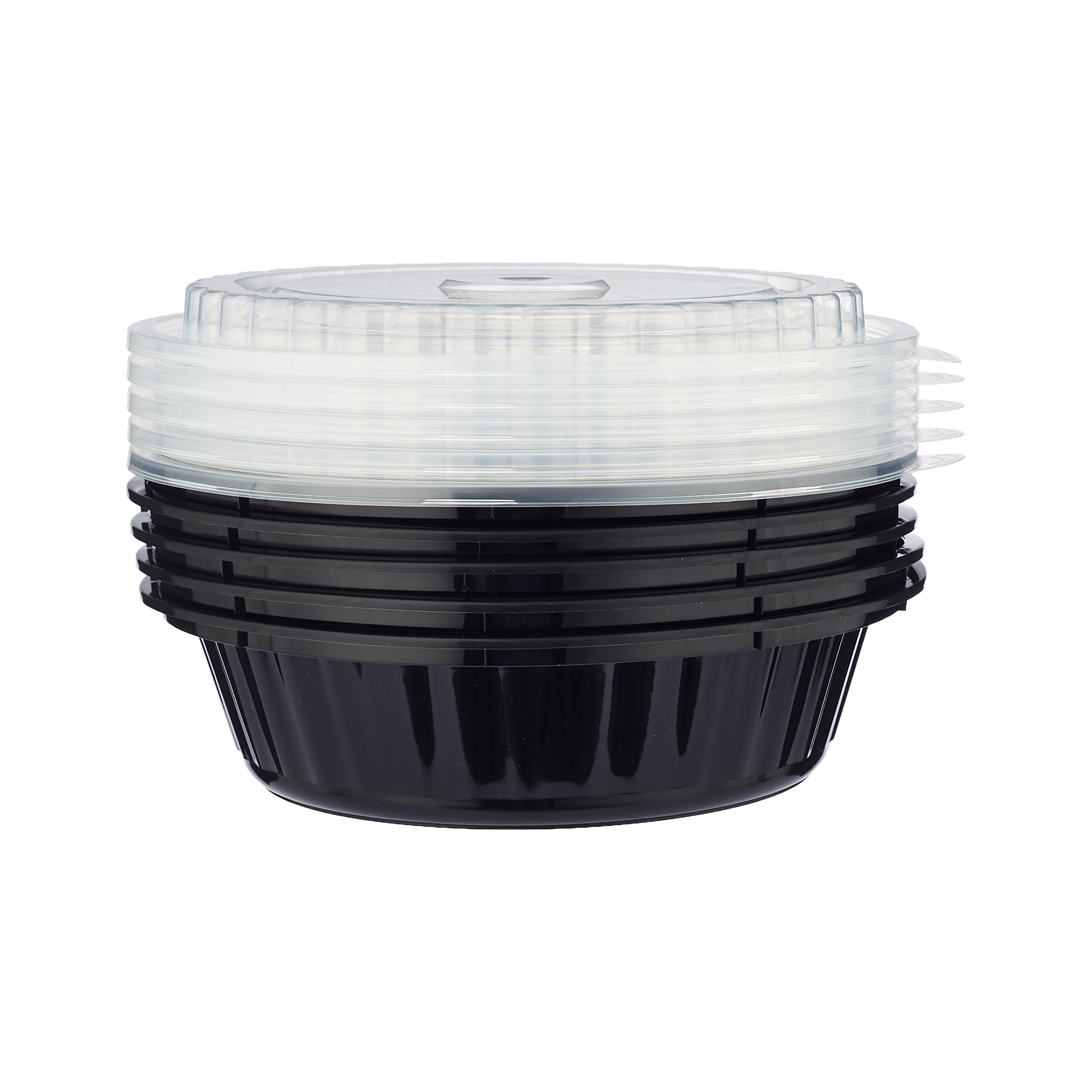 Black Base Round Ribbed Container With Lids 