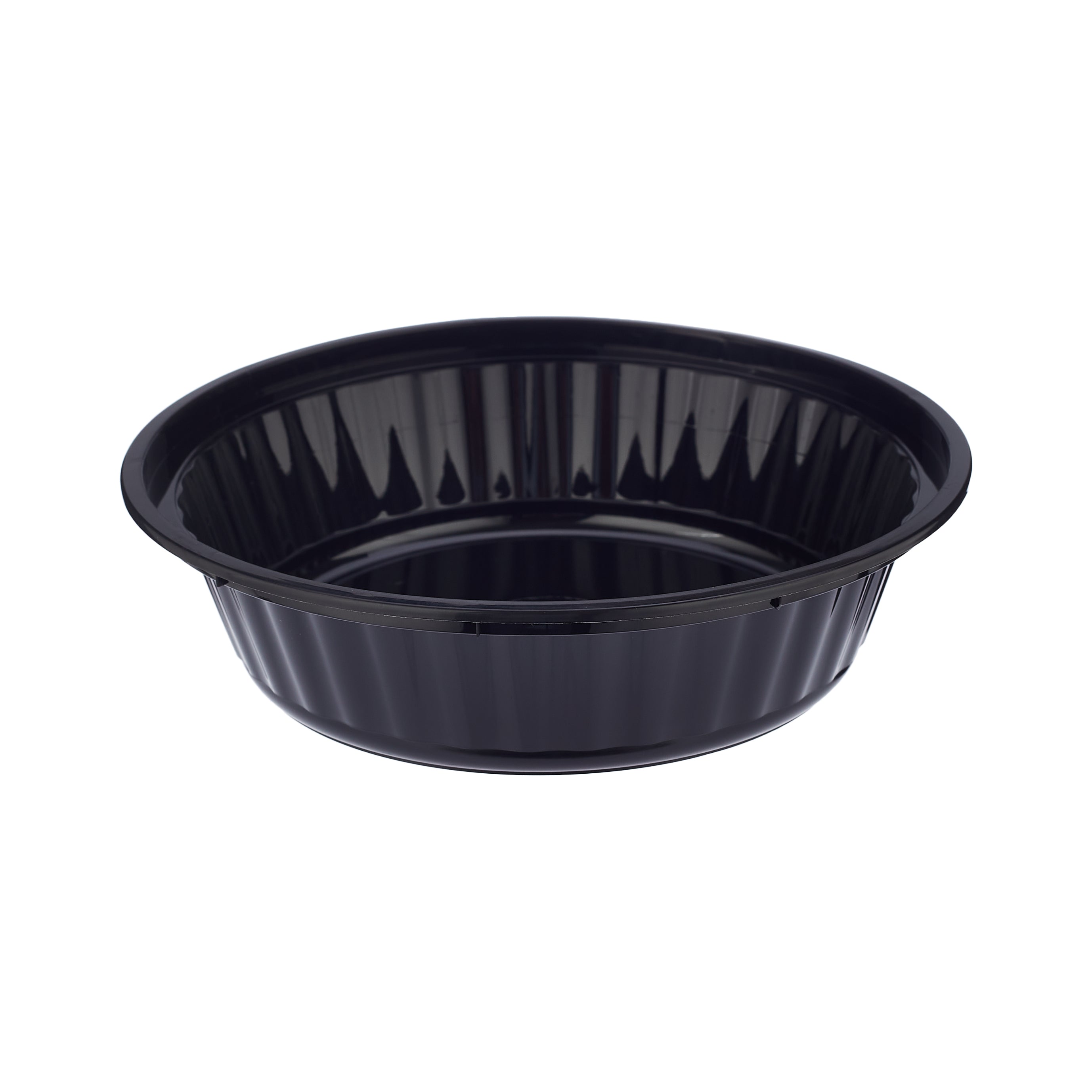 Black Base Round Ribbed Container With Lids 