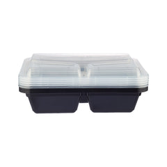 Black Base Rectangular Microwavable Compartment Container with Lids 5  Pieces - hotpack.om