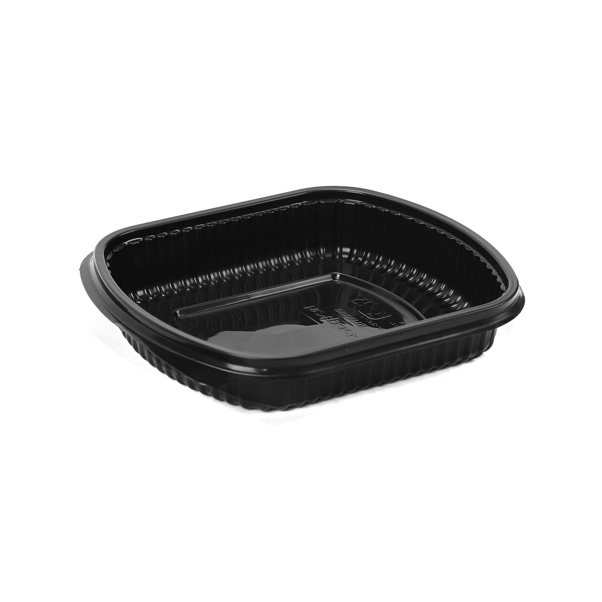 Hotpack | Black Base Rectangular 1-Compartment Container With Lid | 250 Pieces - Hotpack Global