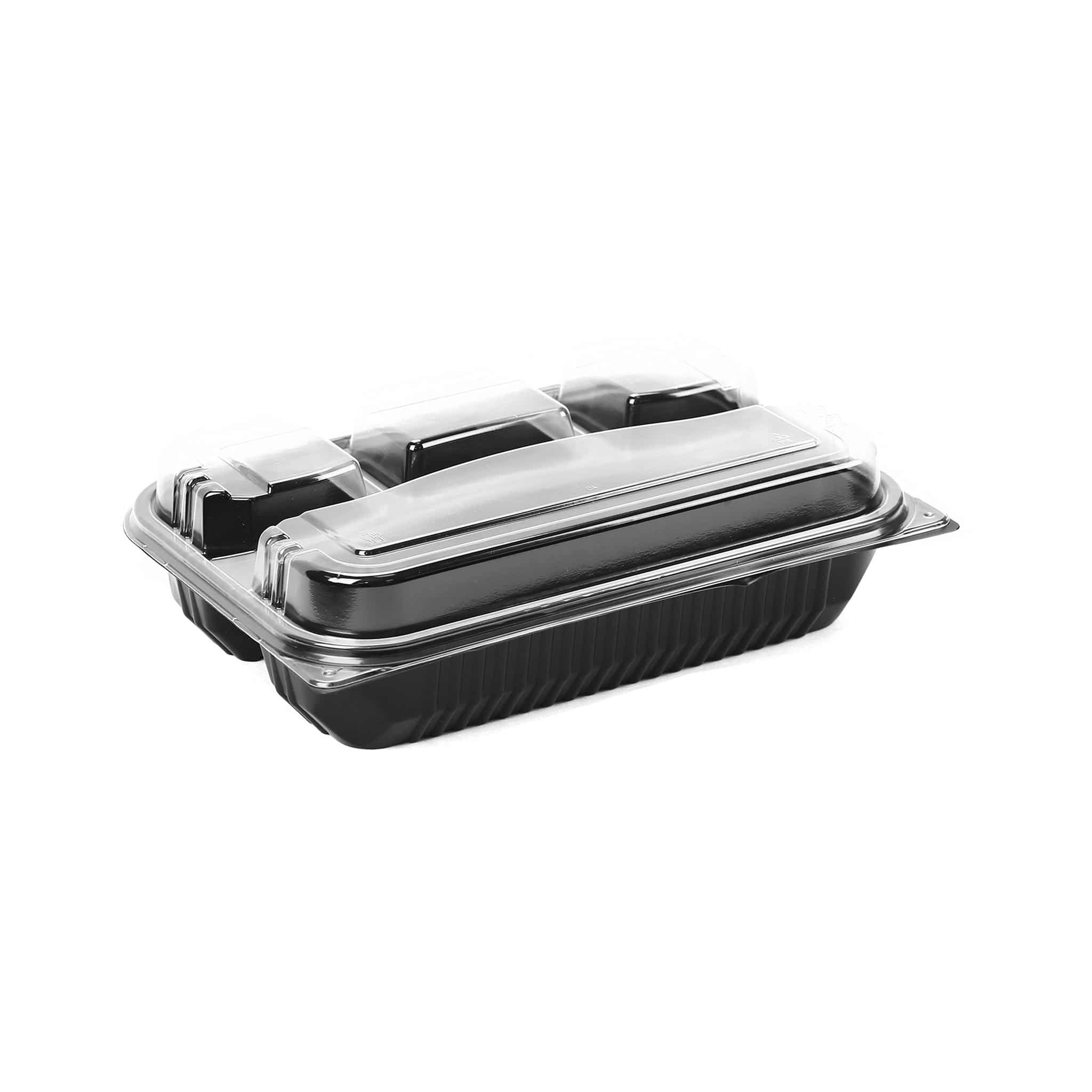 Hotpack | Black Base Rectangular 4-Compartment Container Base Only | 200 Pieces - Hotpack Oman