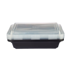 Black Base Rectangular Container With lid 5 Pieces - hotpack.om