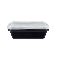 Black Base Rectangular Container With lid 5 Pieces - hotpack.om