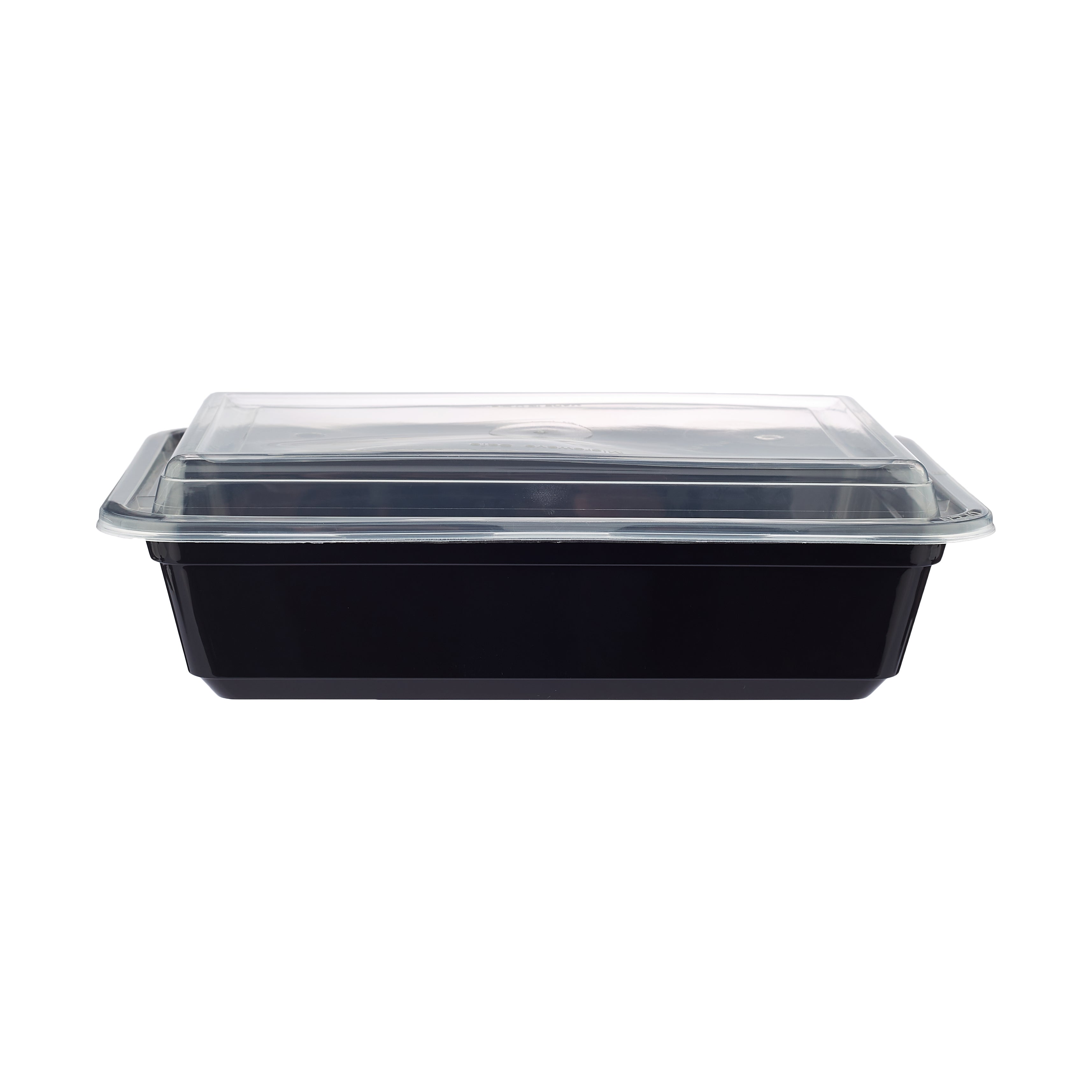 Black Base Rectangular Ribbed Container 28 oz with Lids 150 Pieces