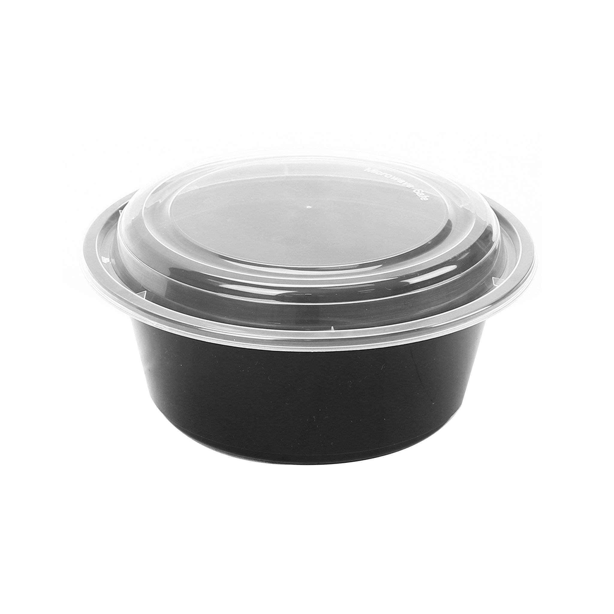 Black Base Round Container 40 Oz With Lids 