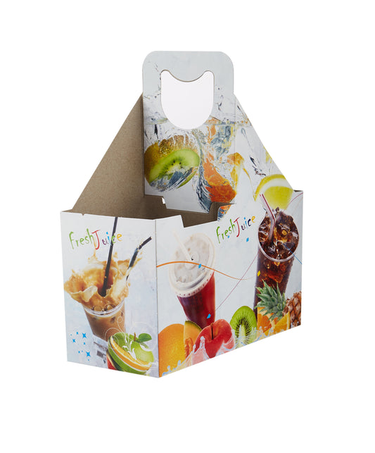 Paper Printed two Juice Cup Carrier - Hotpack Oman