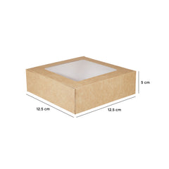 KRAFT SQUARE SALAD BOX 125 x 125 MM WITH WINDOW 250 Pieces - Hotpack Oman