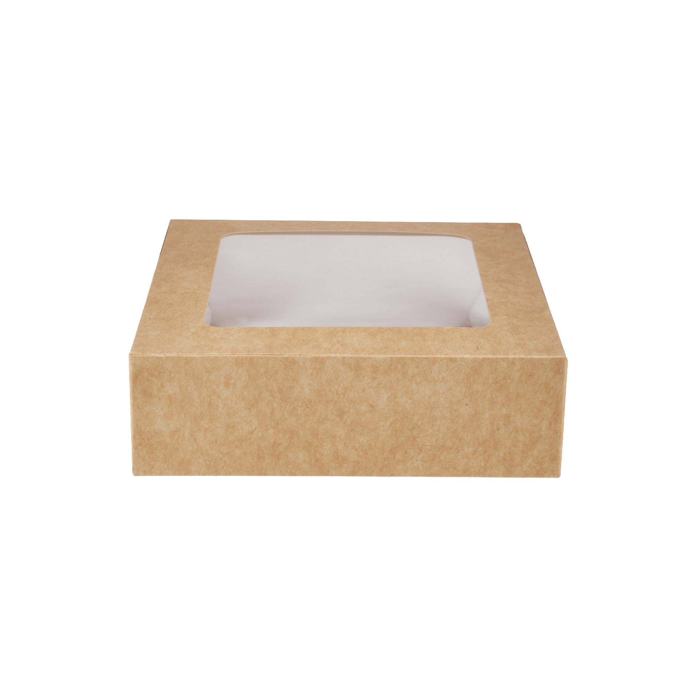 KRAFT SQUARE SALAD BOX 125 x 125 MM WITH WINDOW 250 Pieces - Hotpack Oman