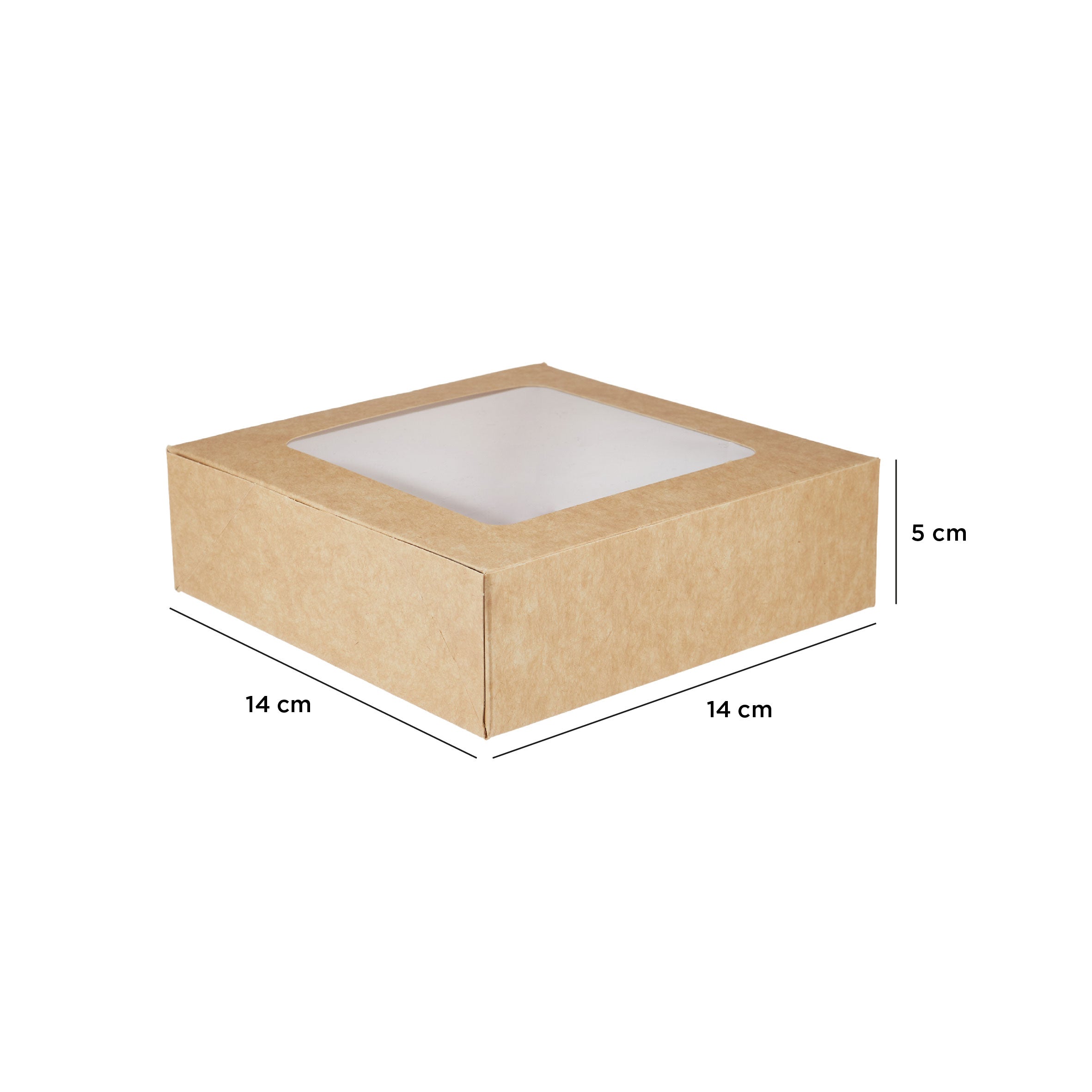 KRAFT SQUARE SALAD BOX 140 x 140 MM WITH WINDOW 250 Pieces - Hotpack Oman