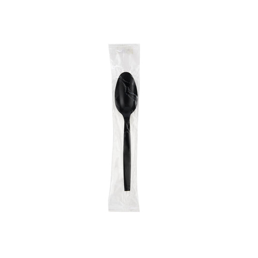 Heavy Duty Spoon Black Plastic Individually Wrap 500 Pieces - Hotpack Oman