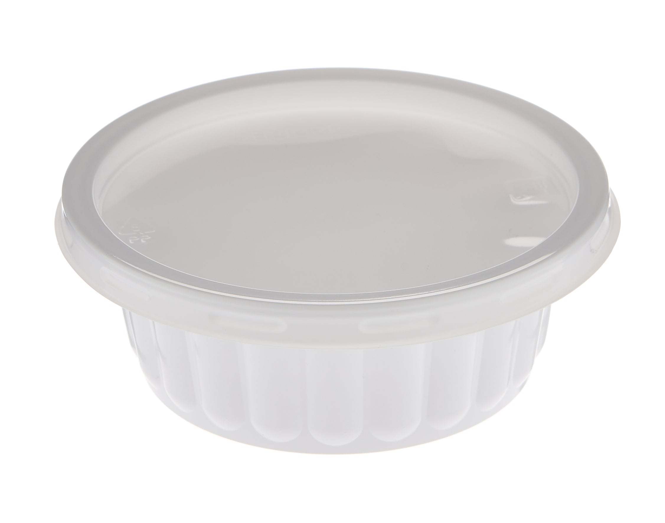 Round white disposable PP plastic corrugated container for soups and gravy - Hotpack Oman 