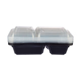 Black Base Rectangular 2-Compartment Container 300 Pieces - Hotpack Oman