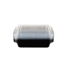 Black Base Rectangular Container 8 oz (250 ml) 300 Pieces - Hotpack Oman