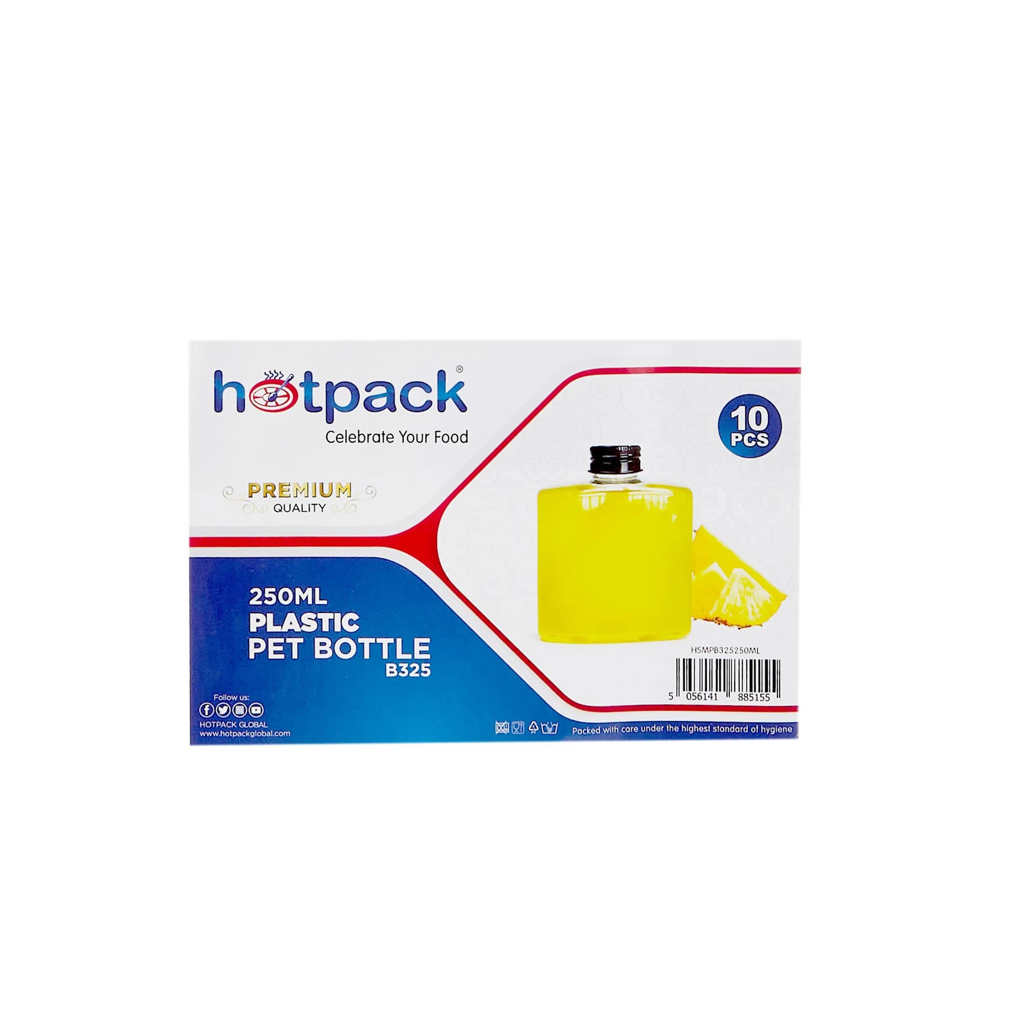 Square Shaped Plastic Juice Bottle With Cap 10 Pieces - Hotpack Oman