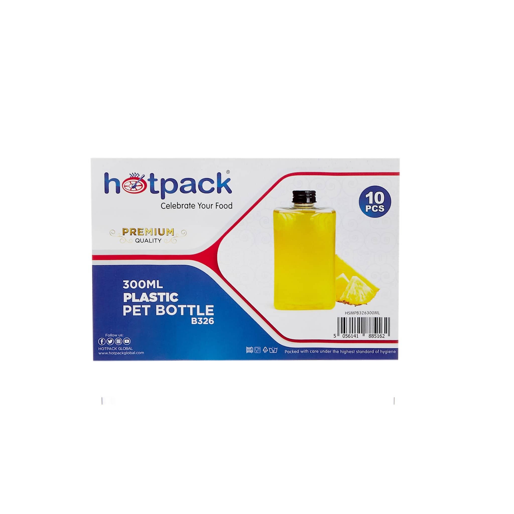 Square Shaped Plastic Juice Bottle With Cap 10 Pieces - Hotpack Oman