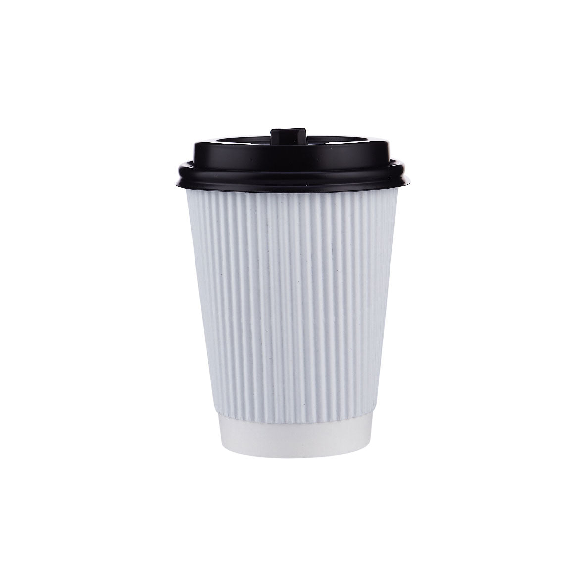 12 Oz White Ripple Paper Cup With Lid 10 Pieces - Hotpack UAE