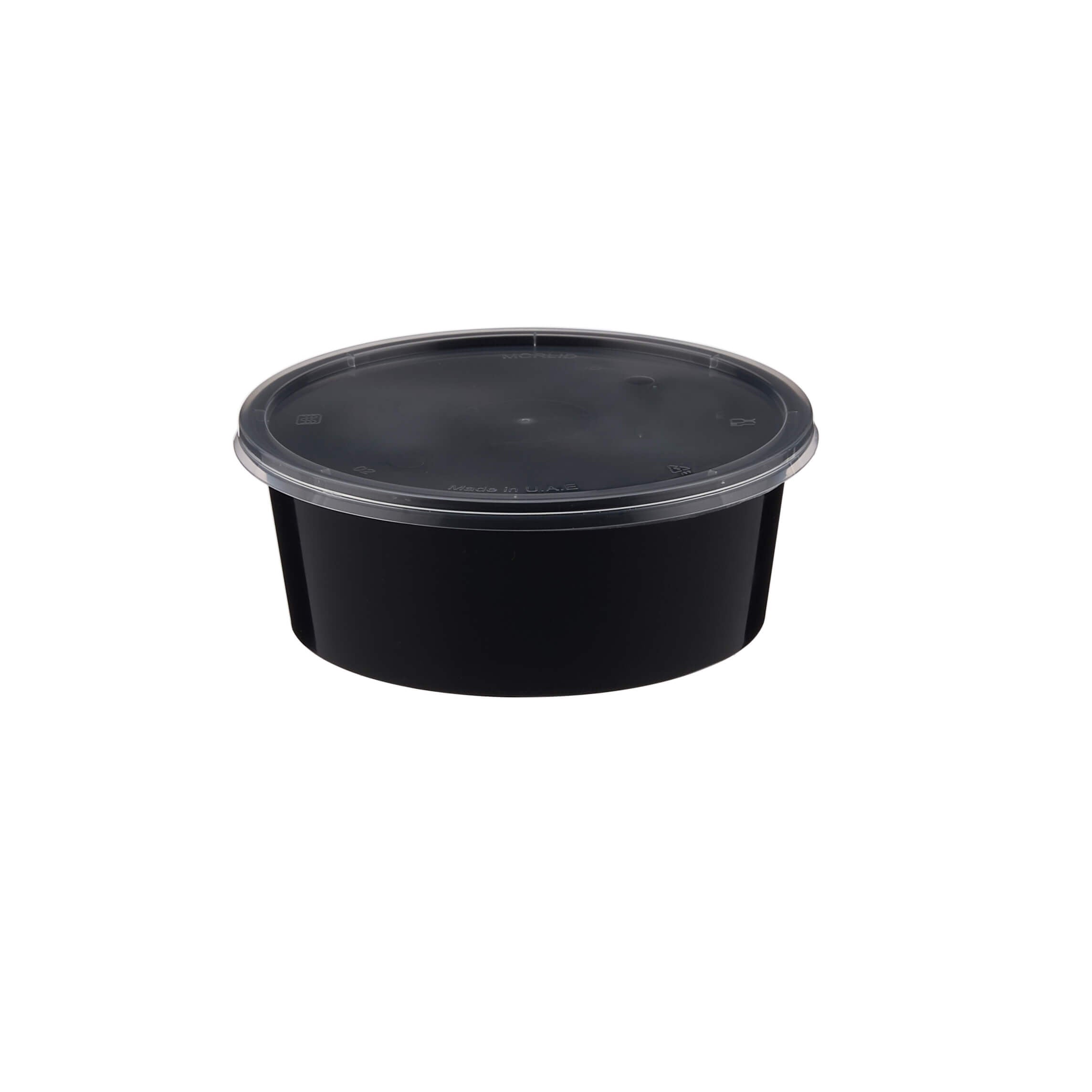 Black Round Microwavable Container 250ml - Hotpack Oman