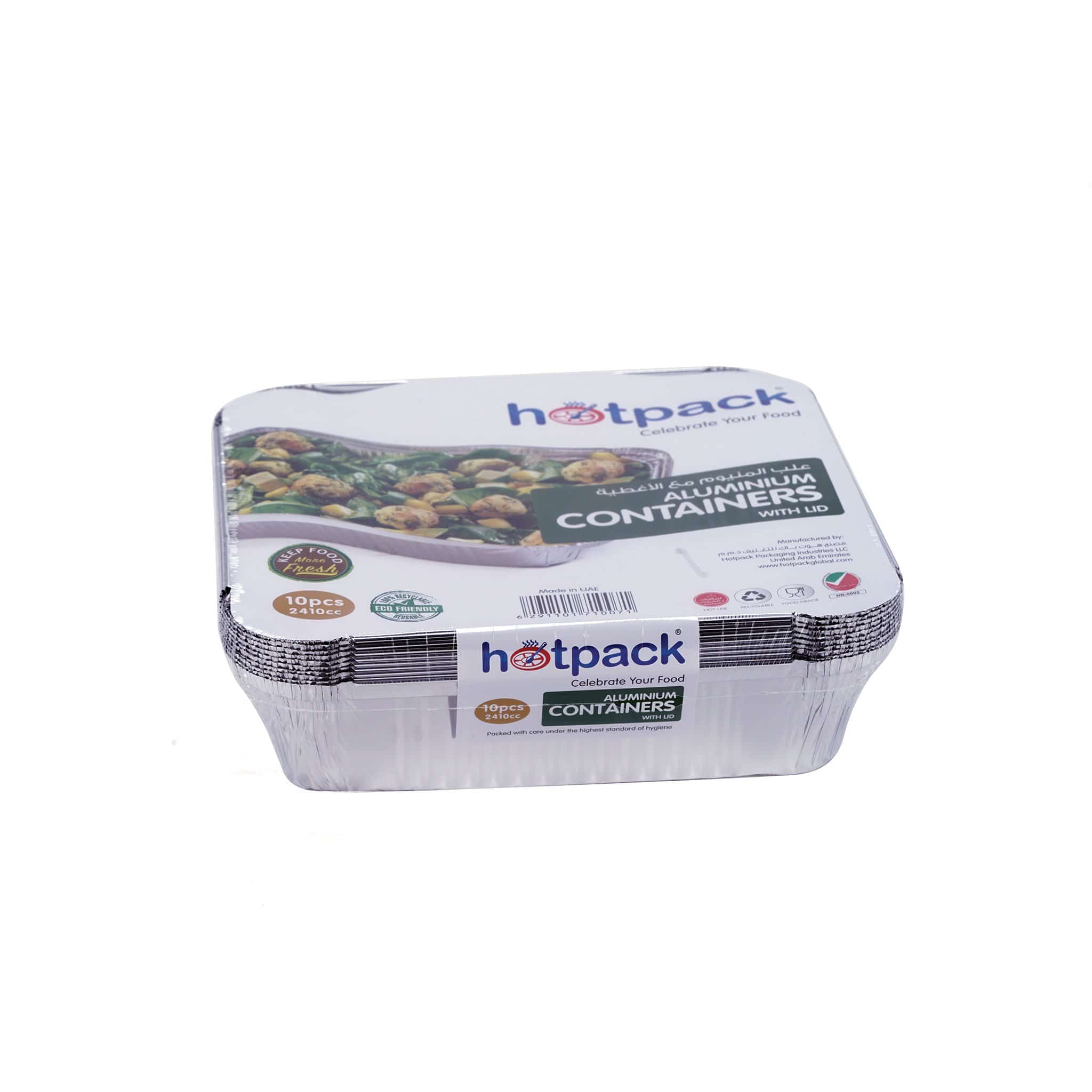 Hotpack | Aluminum Food Storage Container Silver With Lid 2410 | 10 Pieces - Hotpack Oman
