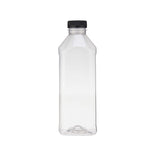 Plastic Square Bottle with Black Cap 1000ml / 1 Litre - Hotpack Oman