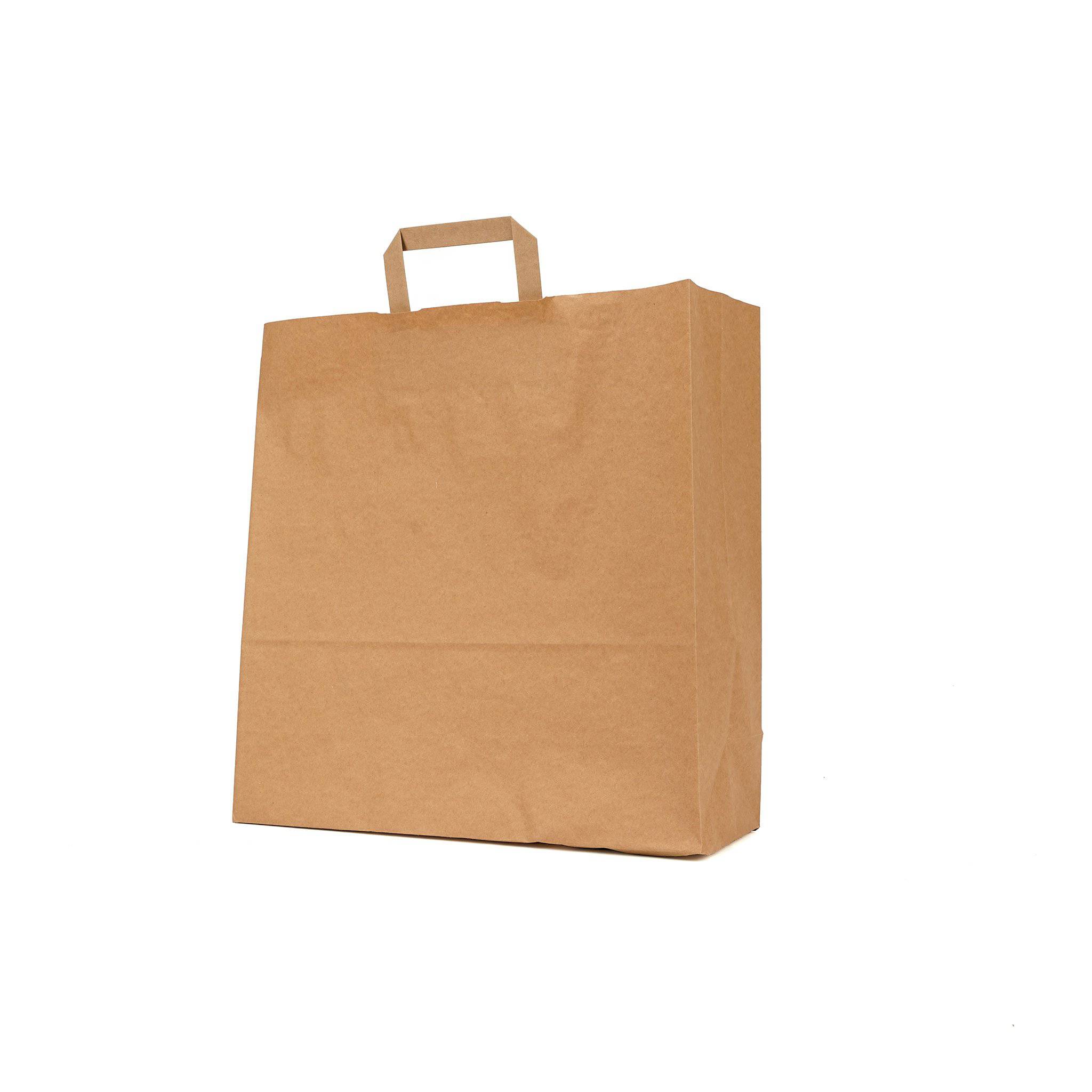 Kraft Brown Paper Bag Flat Handle 38x14x40 cm - Hotpack Oman
