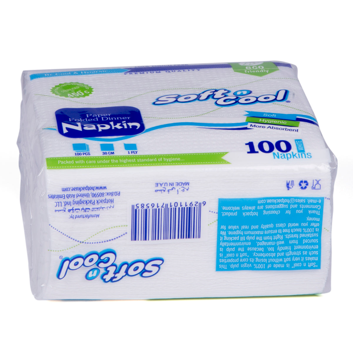Soft N Cool Paper Folded Dinner Napkin 30 Cm 1 Ply