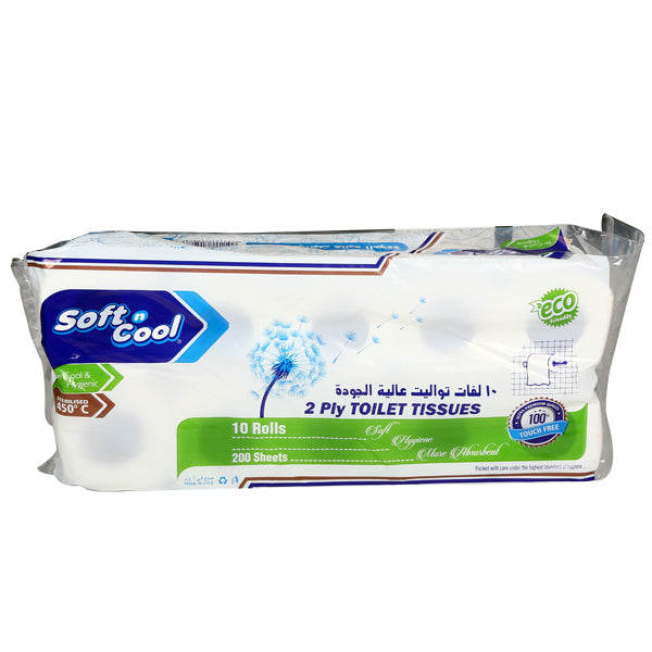 Soft N Cool Toilet Tissues Rolls 2 Ply 200 Sheets 10 Roll X 10 Packets