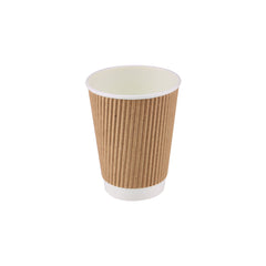 12 Oz Kraft Ripple Paper Cup With Lid 10 Pieces - Hotpack UAE